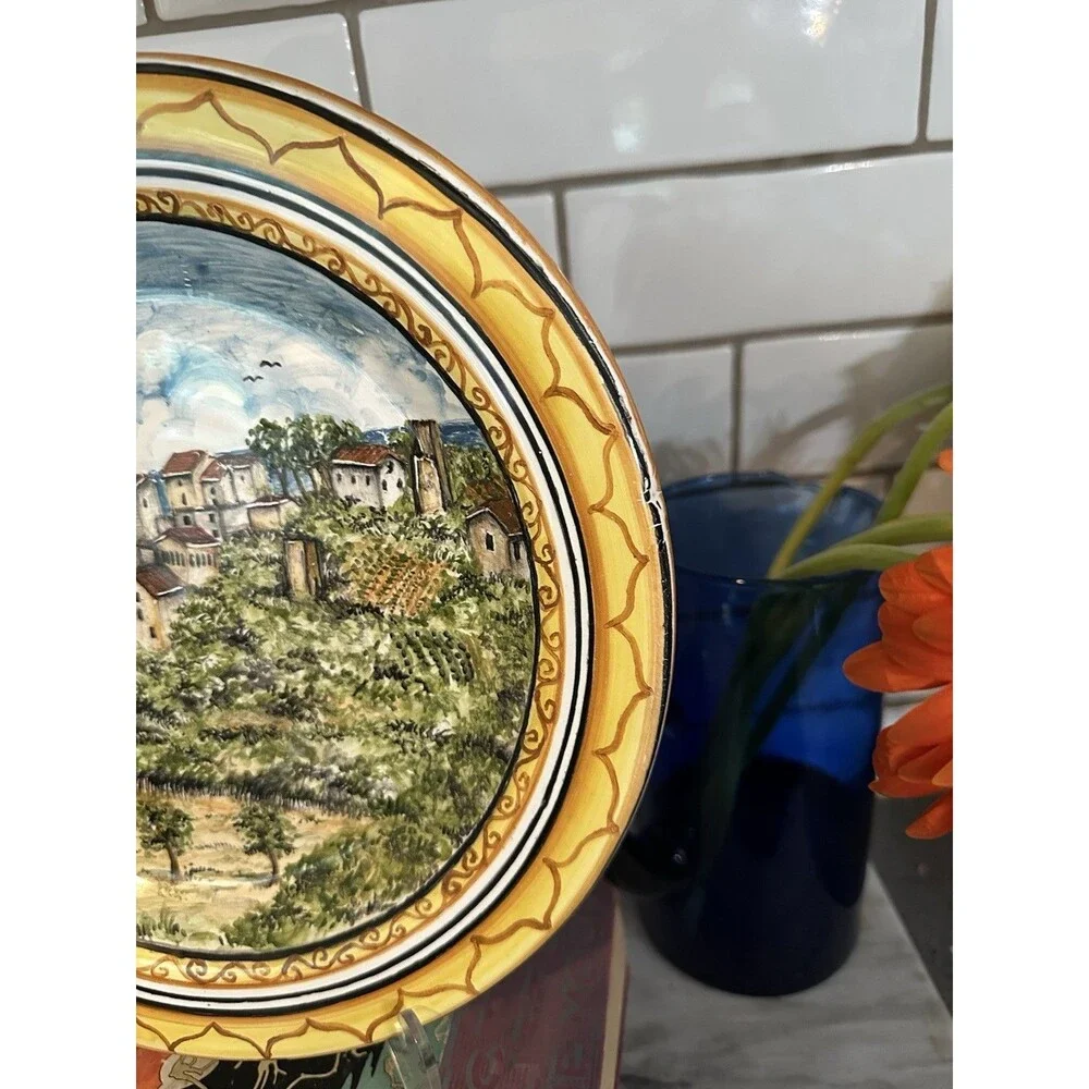 Vietri Pottery 10” Wall Plate Sorrento Scenery Landscape Hand painted Italy